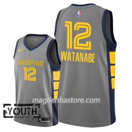 Maglia NBA Memphis Grizzlies Yuta Watanabe 12 2018-19 Nike City Edition Grigio Swingman - Bambino